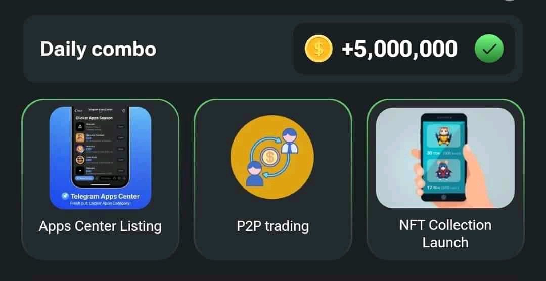 Daily Combo, Apps Center Listing, P2P trading, NFT Collection Launch